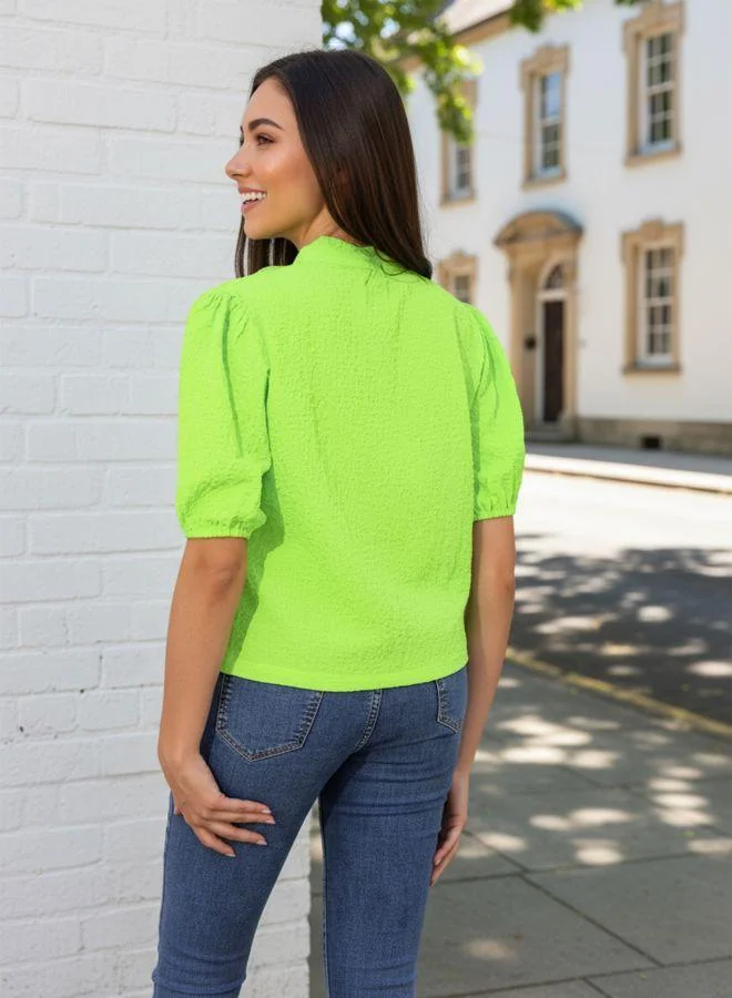 Freehand  Women Regular Fit Textured V neck Half Sleeves Regular Top for Women | Best Price UAE